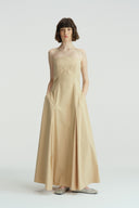 SEEDAN Minimalist Backless Halterneck Lime Green A-Line Maxi Dress