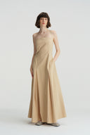 SEEDAN Minimalist Backless Halterneck Lime Green A-Line Maxi Dress