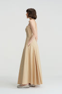 SEEDAN Minimalist Backless Halterneck Lime Green A-Line Maxi Dress