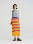 A-Line Summer Sunset Sorbet Resort Knit Gown Dress