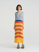 A-Line Summer Sunset Sorbet Resort Knit Gown Dress