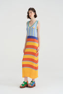 A-Line Summer Sunset Sorbet Resort Knit Gown Dress