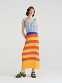 A-Line Summer Sunset Sorbet Resort Knit Gown Dress