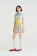 Eli.Zac Courtlight Knit Pleated Tennis Mini Dress – Pastel Summer Stripe