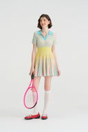 Eli.Zac Courtlight Knit Pleated Tennis Mini Dress – Pastel Summer Stripe