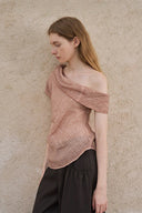 Minimalist One-Shoulder Linen Blouse – Earthy Pink