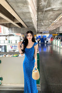 Azure Blossom Maxi Dress