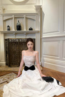 Vogsion Élodie Lace Corset Bow Satin Maxi Dress