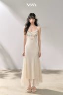 Floral Appliqué Lace Maxi Dress
