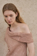 Minimalist One-Shoulder Linen Blouse – Earthy Pink