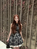 Vogsion Shushu Renaissance Stiff Wool-Lace Coquette Dress