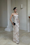VOGSION “Ethereal Bloom” Embroidered Floral Gown