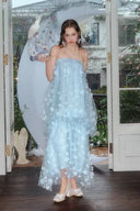 Vogsion Light Blue Fairycore 3D Floral Appliqué Tulle Fairy Princess Dress – Ethereal Sky Blue 3D Appliqué Flowers Fairycore Gown worn by real customer