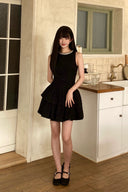 Midnight Elegance Tweed Mini Dress – Little Black Party Dress with Crystal Trim