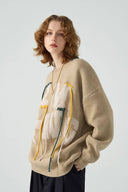 Vogsion “IM YF/WG” Hand-Embroidered Statement Knit Sweater