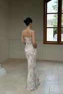 VOGSION “Ethereal Bloom” Embroidered Floral Gown