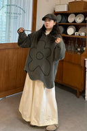 Vogsion Oversized Flower Outline Washed Fleece Hoodie