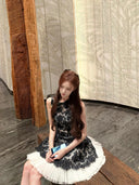 Vogsion Shushu Renaissance Stiff Wool-Lace Coquette Dress