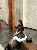 Vogsion Shushu Renaissance Stiff Wool-Lace Coquette Dress