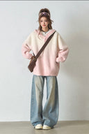 Vogsion "Aura Gradient" Mohair-Blend Henley Hoodie | Oversized Ombre Knit Sweater for Gen-Z Aesthetic