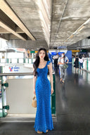 Azure Blossom Maxi Dress
