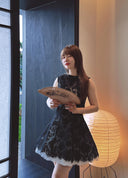 Vogsion Shushu Renaissance Stiff Wool-Lace Coquette Dress