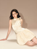 Ivory Satin Bow Mini Dress – Elegant Birthday, Cocktail & Party Outfit