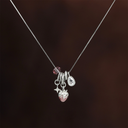 Vogsion “Strawberry Charm Silver Necklace” — 925 Sterling Silver Pink Crystal Pendant