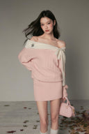 Vogsion Reverie Off-Shoulder Ribbed Knit Dress