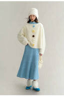 Vogsion Crochet Flower Fuzzy Knit Sweater - Soft Girl Aesthetic Winter Pullover - Oversized Cozy Fluffy Sweater for Women