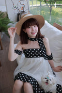 Vogsion Velvandis Off Shoulder Dot Mini Dress (Sage Green Polka Dot)