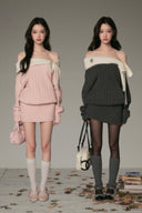 Vogsion Reverie Off-Shoulder Ribbed Knit Dress