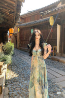 Ethereal Watercolor Ruffle Maxi Dress