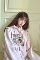 Vogsion Blush Pink Embroidered Oversized Hoodie – Pink American Streetwear Pullover