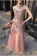 Vogsion Mara Maxi Dress in Blush Pink Sheer Tulle – Romantic Summer Maxi Dress – Real Customer Photo