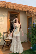 Floral Lace Illusion Maxi Dress