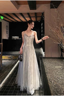 Vogsion Mara Maxi Dress in Silver Shimmer Lace – Floor Length Formal Evening Gown 2026 – Real Customer Photo