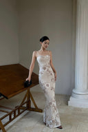 VOGSION “Ethereal Bloom” Embroidered Floral Gown