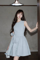Celestial Glow Bow-Tie Mini Dress – Elegant Birthday & Holiday Party Outfit