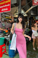 VOGSION Pink Aura Bodycon Maxi Dress