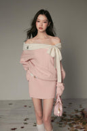 Vogsion Reverie Off-Shoulder Ribbed Knit Dress
