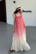 Vogsion Sunset Bloom Ombre Maxi Dress