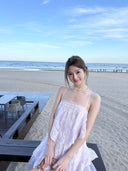 Vogsion Seraphina Tiered Chantilly Lace Maxi Dress - Romantic Pastel Coquette Gown