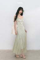 Floral Appliqué Lace Maxi Dress
