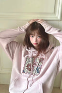 Vogsion Blush Pink Embroidered Oversized Hoodie – Pink American Streetwear Pullover