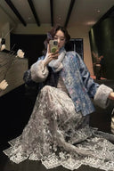 Vogsion x SJHH “Phoenix Blossom” Handcrafted Chinese Embroidered Sequin Lace Maxi Skirt