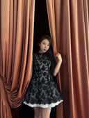 Vogsion Shushu Renaissance Stiff Wool-Lace Coquette Dress