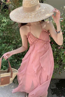 Vogsion Sunset Breeze Ruffle Chiffon Maxi Dress