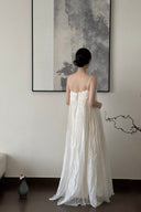 Back view of adjustable strap petite maxi dress
