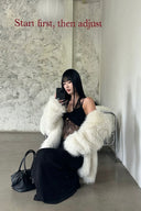 Vogsion Noir Étoile Black Lace Halter Evening Maxi Dress — Elegant See-Through Party Gown